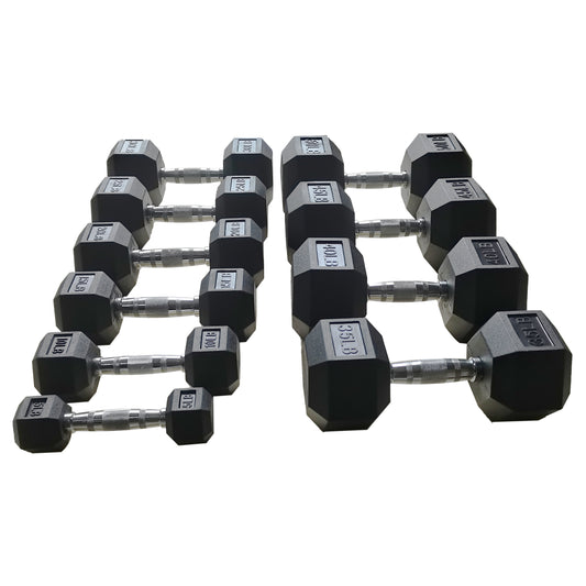 Rubber Hexagon Dumbbells